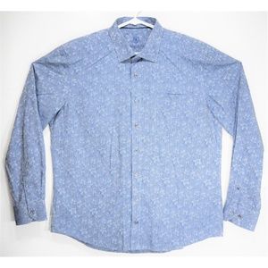 Bugatchi Uomo Men's Blue Floral Shaped Fit Shirt